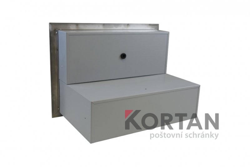 1x poštovní schránka B-017 k zazdění do sloupku s 1x zvonkem a kamerou ABB + orámování L profilem - NEREZ / šedá | eshop.schranky-postovni.com